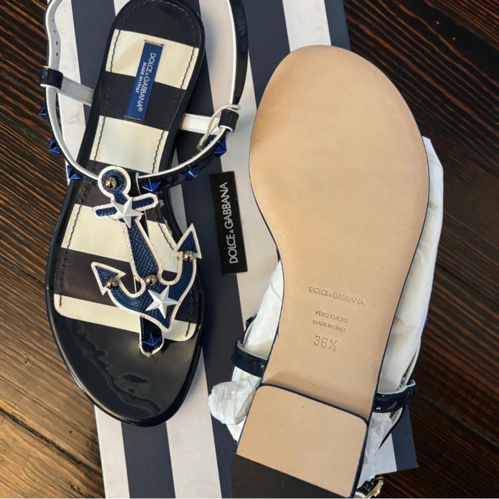 Dolce & Gabbana Nautical Black and White Sandals